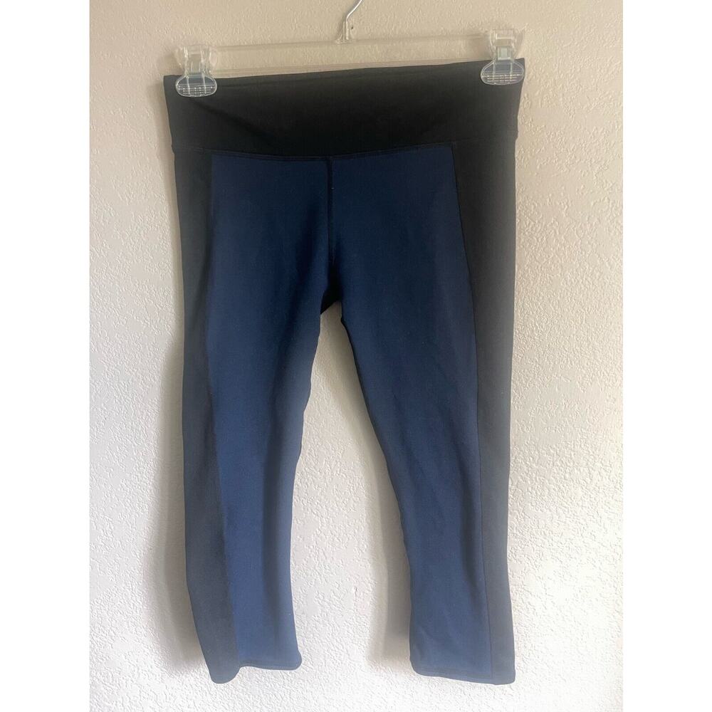 Fabletics Crop Leggings Active Gym Running Size Small Black Blue Womens